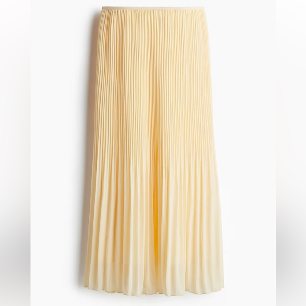 Pleated Chiffon Butter Yellow Maxi Skirt